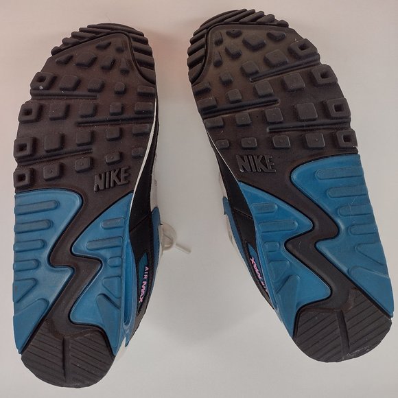 Nike Air Max 90 Essential White Green Abyss Gray & Black Sneakers - Picture 6 of 11